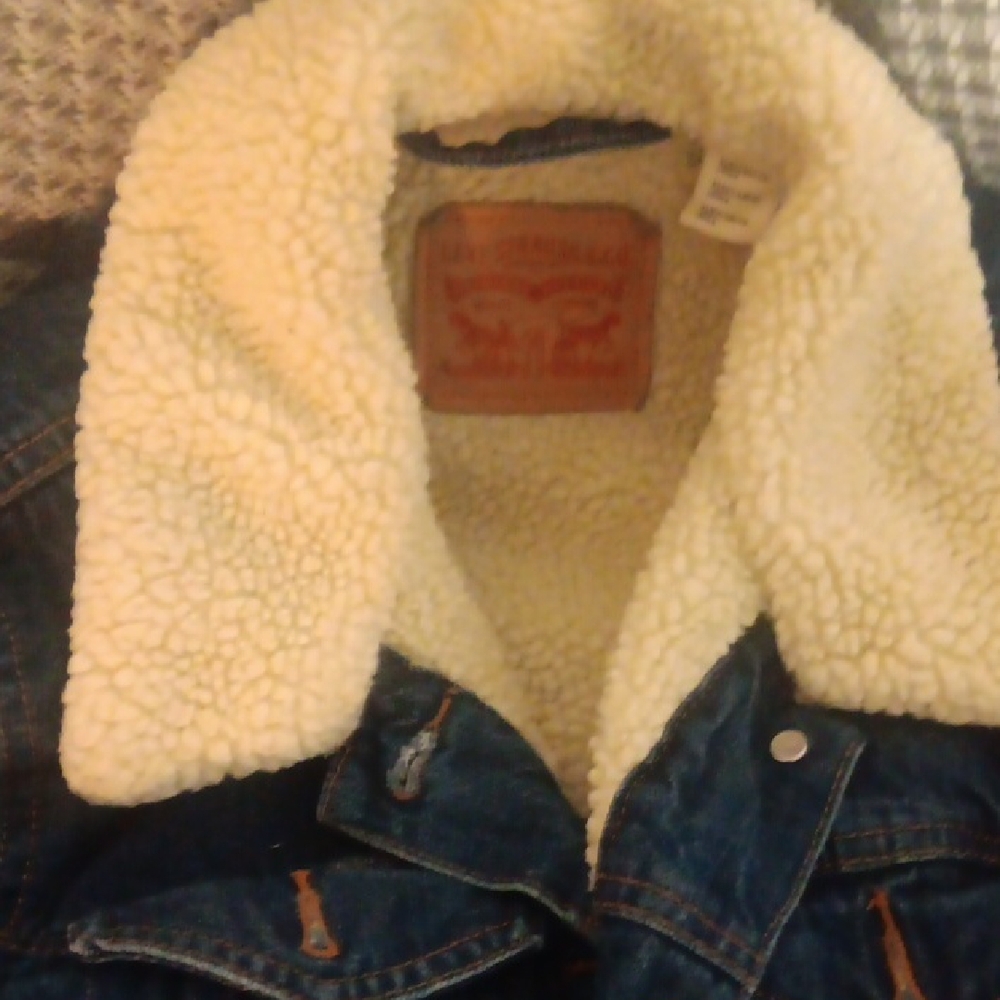 Levi's Blue Denim Jacket with Cream Sherpa Collar